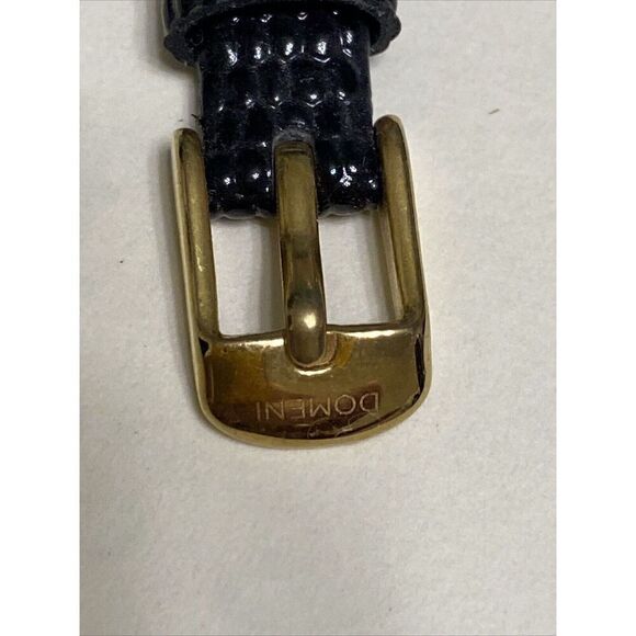 Ladies Domeni Black & Gold Watch Pebbled Leather Band VX10 Movement - Picture 7 of 10